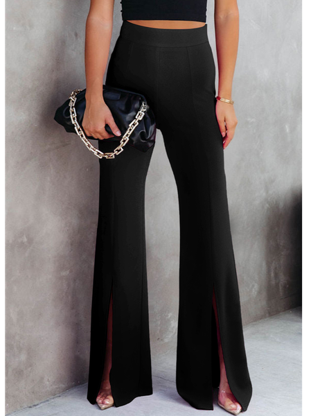 

Casual Plain Regular Fit Fashion Pants, Black, Pants