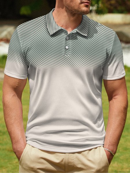 

Abstract Geometric Button Short Sleeve Polo Shirt, Khaki, Polo Shirts