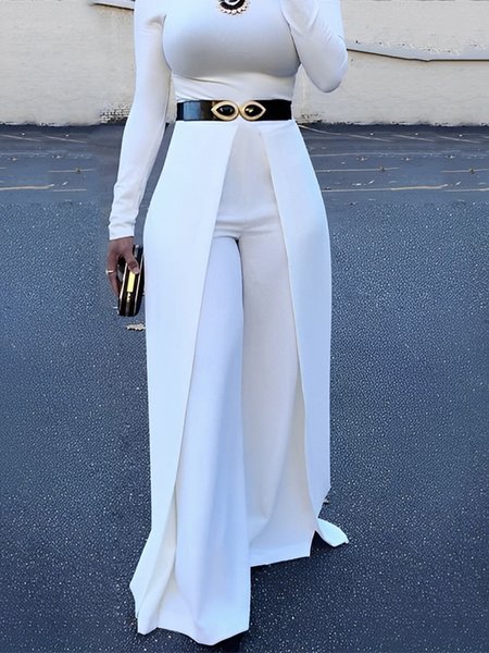 

Plain Urban Regular Fit Fashion Pants, White, Pants