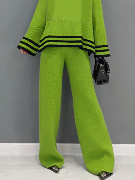 

High Elasticity Urban Plain Loose Casual Long Pants, Green, Pants