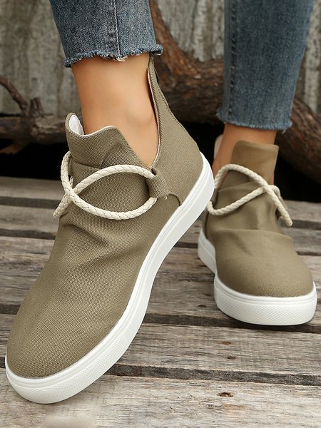 

Army Green Rope Canvas Flats, Flats