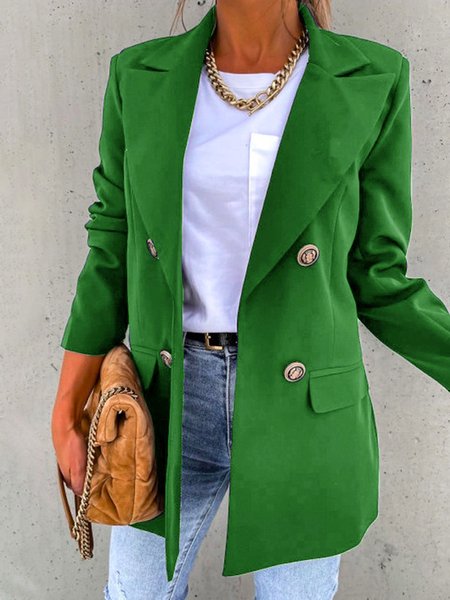 

Casual Lapel Collar Plain Blazer, Green, Blazers