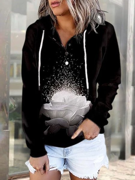 Hoodie Casual Loose Sweatshirt, Black, Sweatshirts & Hoodies