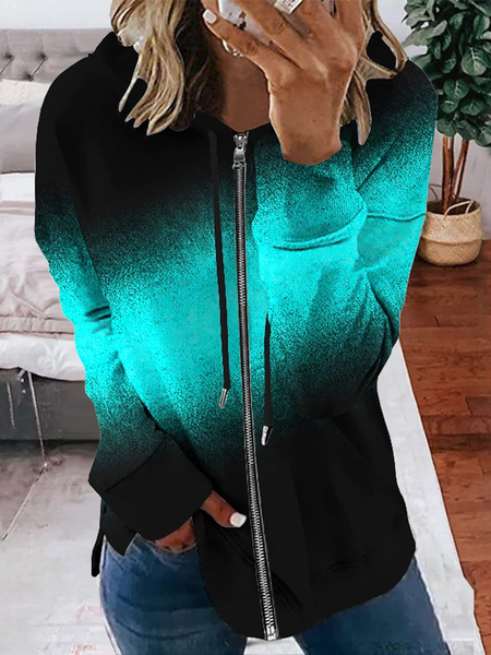 

Casual Loose Cotton-Blend Crew Neck Jacket, Multicolor, Outerwear