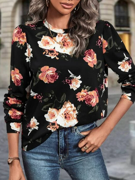 

Casual Knitted Crew Neck Loose Sweatshirt, Black, Sweatshirts & Hoodies