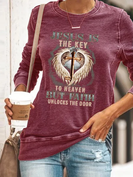 

Womens Jesus Is The Key Casual Sweatshirt, Red, Hoodies&Sweatshirts