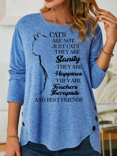 

Lilicloth X Manikvskhan Cat Are Not Just Cats They Are Sanity Women‘s Long Sleeve T-Shirt, Blue, Long sleeves