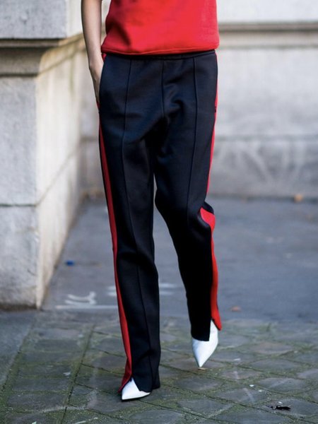 

Urban Regular Fit Color Block Fashion Pants, Black, Pants