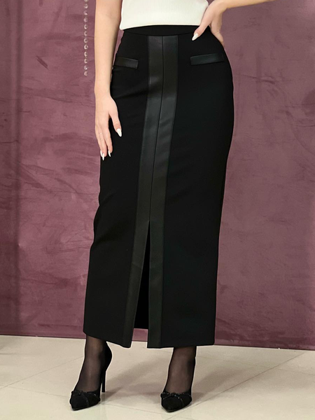 

Long Elegant Regular Fit Plain Skirt, Black, Skirts