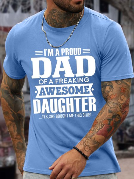 

Men’s I’m A Proud Dad Casual Crew Neck Cotton T-Shirt, Light blue, T-shirts