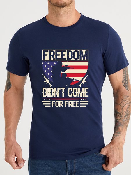 

Lilicloth X Jessanjony Freedom Didn't Come For Free With America Flag Men's T-Shirt, Purplish blue, T-shirts