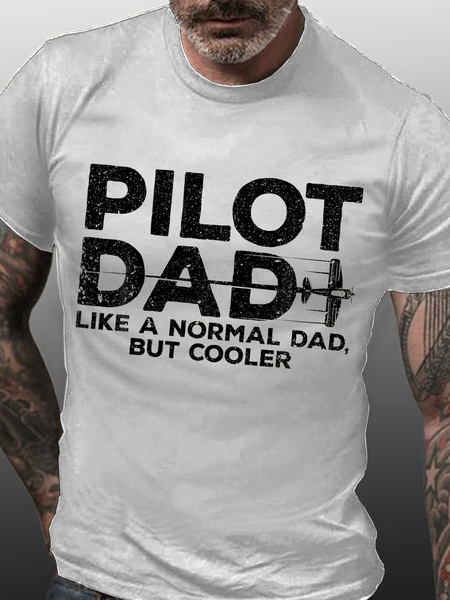 

Men‘s Funny Pilot Art For Dad Crew Neck Casual Cotton T-Shirt, White, T-shirts