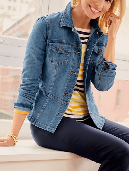 

Casual Shawl Collar Denim Jacket, Denim blue, Outerwear