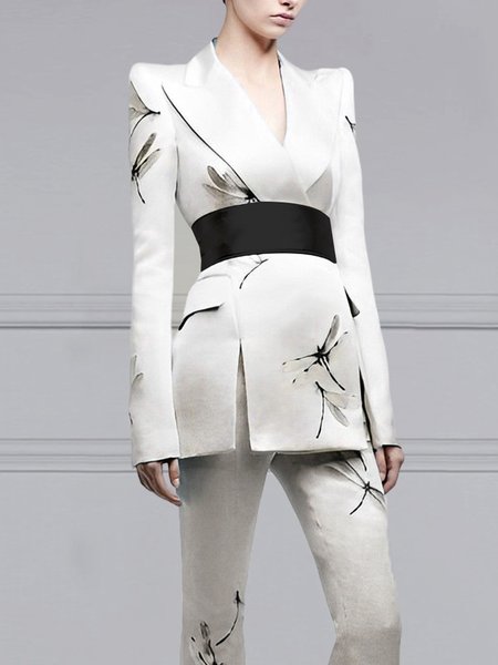 

Elegant Regular Fit Lapel Collar Dragonfly Blazer, As picture, Blazers