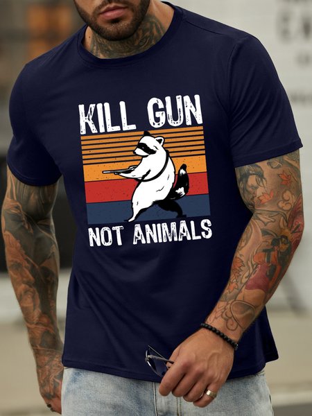 

Lilicloth X Jessanjony Kill Gun Not Animals Men's T-Shirt, Purplish blue, T-shirts