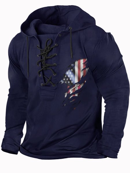 

Men's Hoodie Casual America Flag Regular Fit Sweatshirt, Dark blue, Hoodies&Sweatshirts