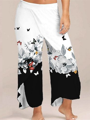 

Loose Casual Butterfly Casual Pants, White, Pants