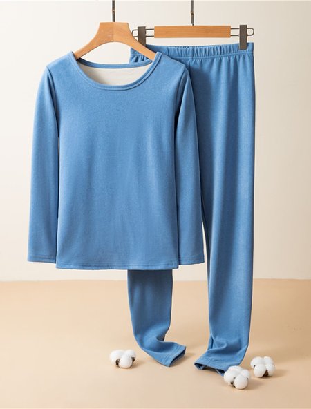 

Plain Crew Neck Casual Two-Piece Set, Green, Suit Set