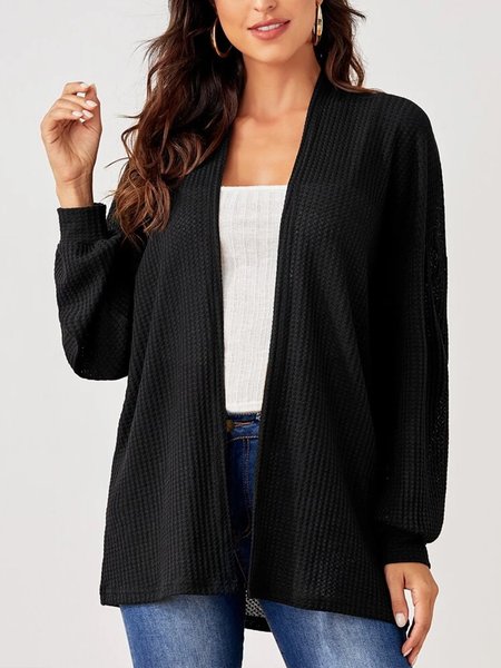 

Casual Cross Neck Plain Loose Other Coat, Black, Outerwear