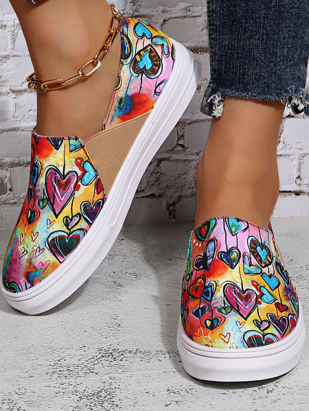 

Valentine's Day Graphic-Print Canvas Flat Shoes, Red, Sneakers