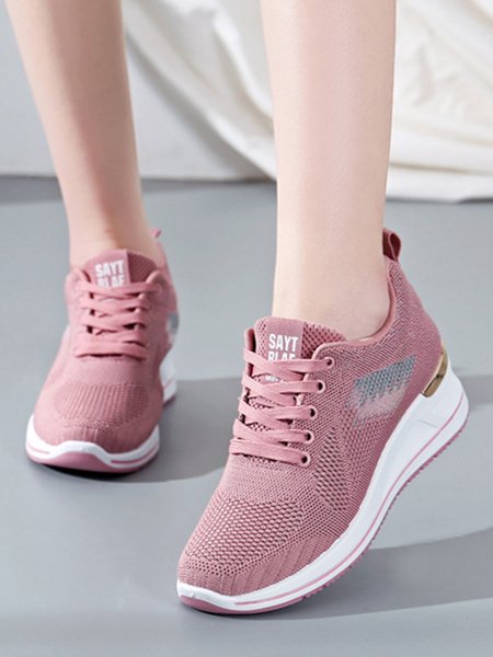 

Stylish Lightweight Breathable Mesh Lace-Up Sneakers, Pink, Sneakers
