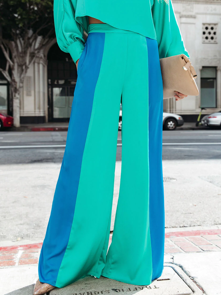 

Urban Color Block Loose Fashion Long Pants, Green, Pants