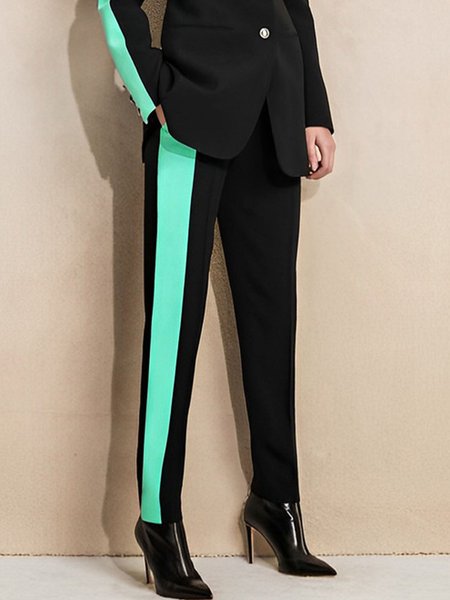 

Urban Regular Fit Color Block Fashion Pants, Black, Pants