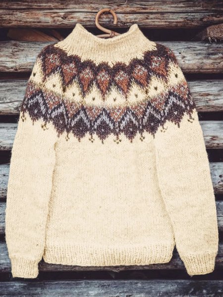 

Ethnic Casual Yarn/Wool Yarn Sweater, Multicolor, Sweaters