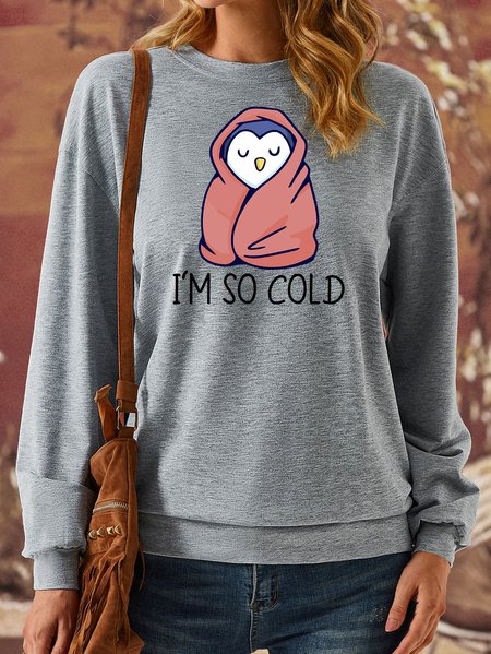 Lilicloth X Manikvskhan Penguin I'm So Cold Women's Sweatshirt, Gray, Hoodies&Sweatshirts
