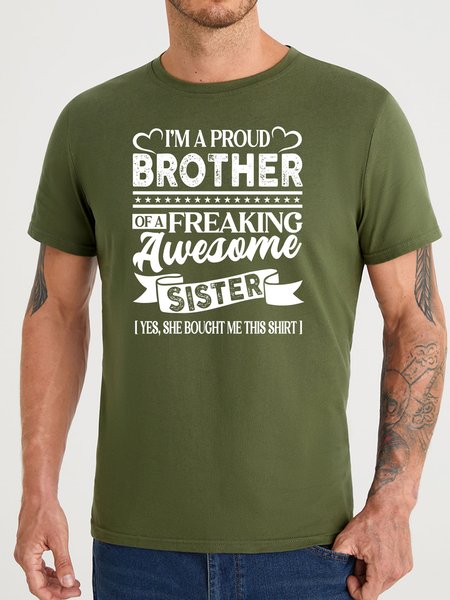 

Lilicloth X Manikvskhan I'm A Proud Brother Of A Freaking Awesome Sister Men's T-Shirt, Green, T-shirts