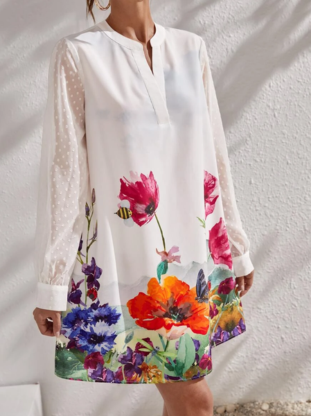 

Vacation Loose Floral Dress, Multicolor, Mini Dresses