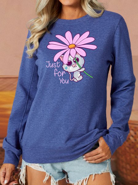 

Lilicloth X Manikvskhan Cat With Flower Just For You Women's Sweatshirt, Blue, Hoodies&Sweatshirts
