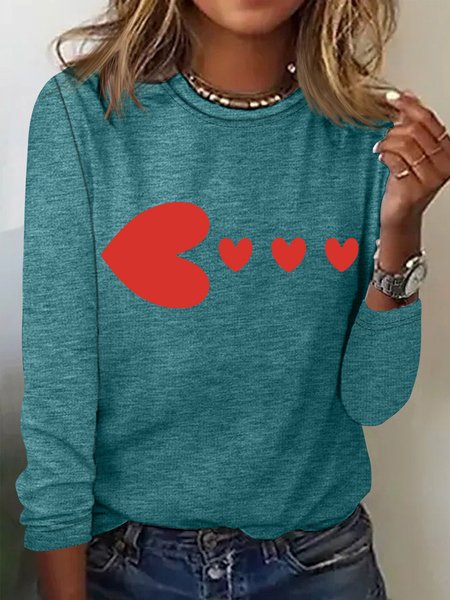 

Women's Fun Valentines Day Hearts Long Sleeve T-Shirt, Green, Long sleeves