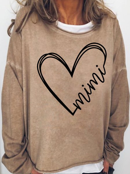 Women's Mimi Heart Casual Sweatshirt, Light brown, Hoodies&Sweatshirts