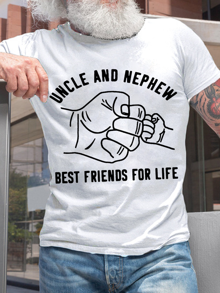 

Men's Uncle & Nephew Best Friends For Life Loose Cotton Casual T-Shirt, White, T-shirts