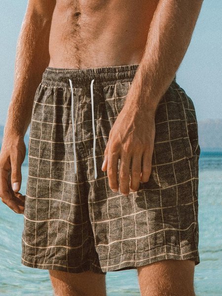 

Striped Drawstring Bermuda Short, Brown, Men's shorts