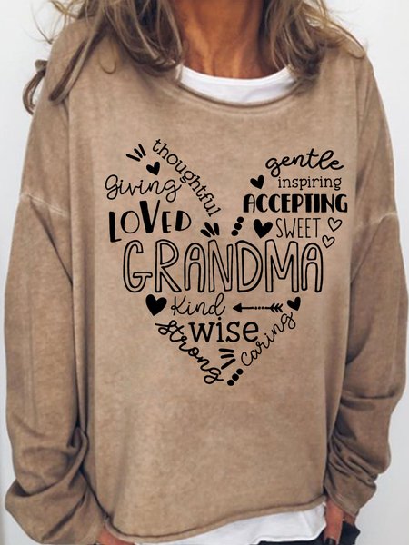 

Women's Grandma Letters Casual Sweatshirt, Light brown, Hoodies&Sweatshirts