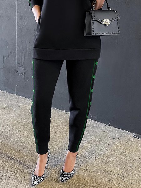 

Urban Color Block Regular Fit Casual Pants, Black, Pants