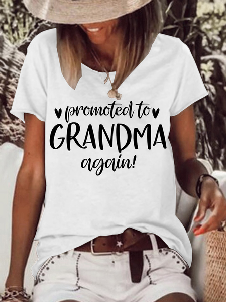 

Women's Funny Word Grandma Simple Text Letters Cotton-Blend Crew Neck T-Shirt, White, T-shirts