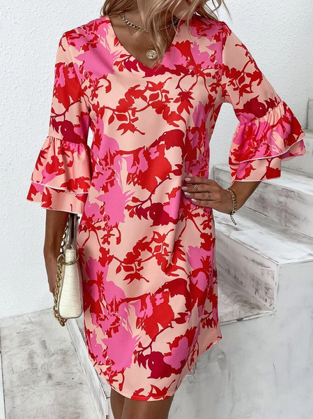 

Vacation Floral Dress, Pink, Mini Dresses