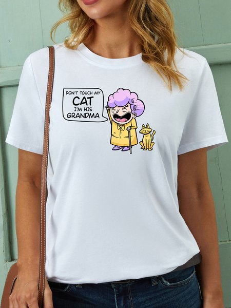 

Lilicloth X Manikvskhan Don't Touch My Cat I'm His Grandma Women's T-Shirt, White, T-shirts