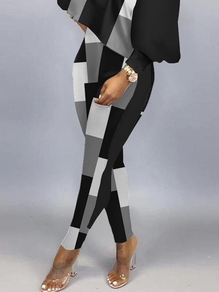 

Daily Regular Fit Casual Geometric Casual Pants, Black, Pants