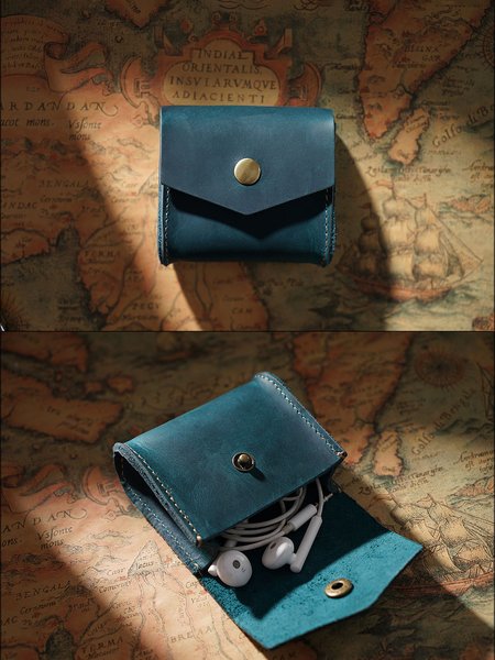 

Vintage Cowhide Mini Organizer Coin Purse, Deep blue, Women's Bags