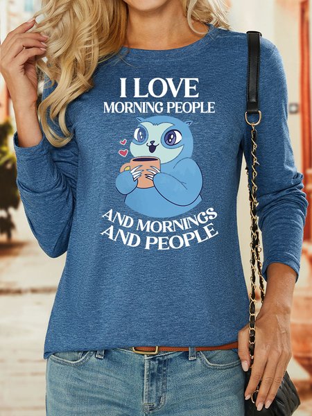 

Lilicloth X Manikvskhan I Love Morning People Women's Long Sleeve T-Shirt, Blue, Long sleeves