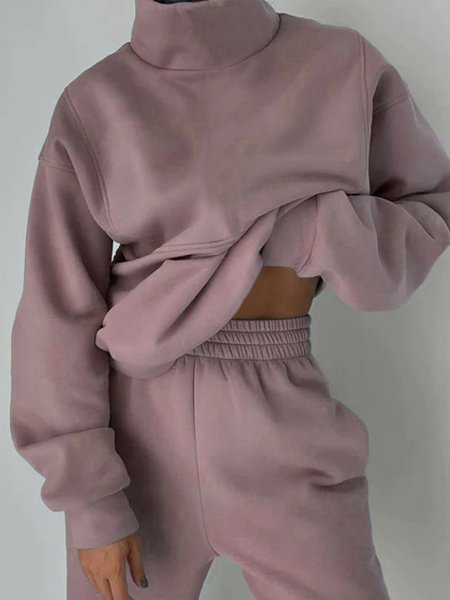 

Casual Loose Plain Long Sleeve Sweatshirt, Pink, Hoodies and Sweatshirts