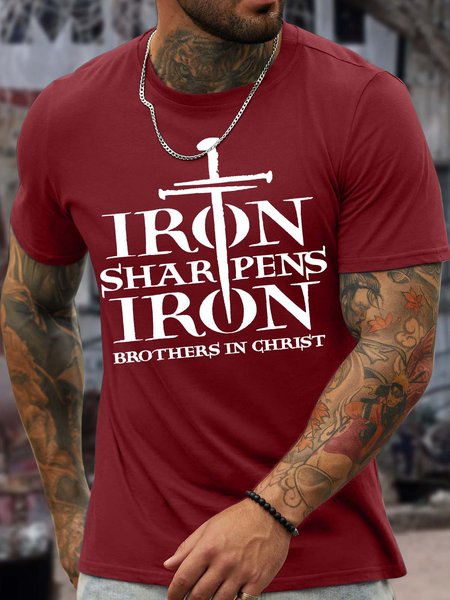 

Men’s Iron Sharpens Iron Brothers In Christ Regular Fit Casual T-Shirt, Red, T-shirts