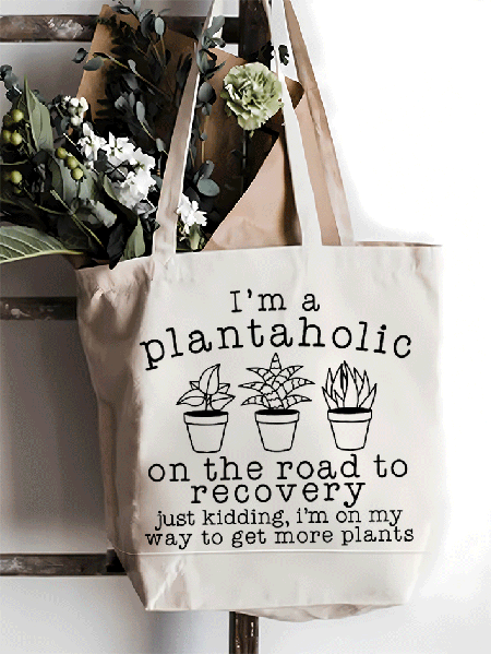 

Plants Valentine's Day Shopping Tote, White, Bags