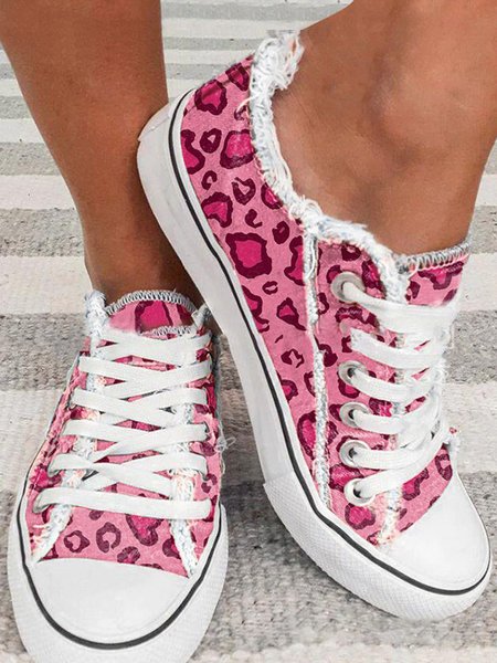 

Lightweight Pink Leopard Canvas Shoes, Sneakers
