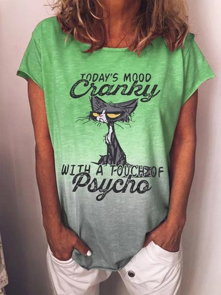

Women's TODAY'S MOOD CRANKY Casual T-Shirt, Green, T-Shirts
