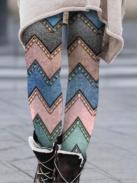 

Casual Geometric Tight Leggings, Multicolor, Leggings